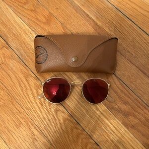 Ray-Ban Pink/Red Tint Round Sunglasses